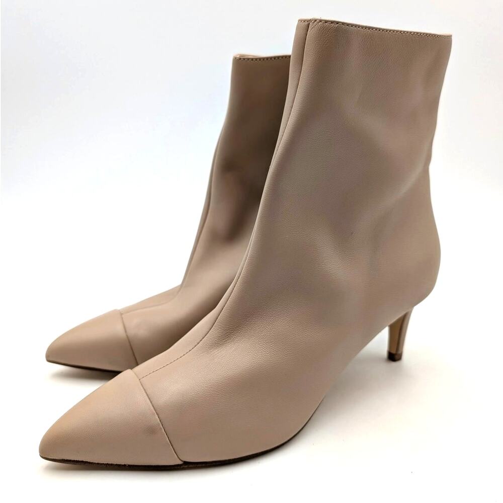 Calvin Klein Gentley Pointed Cap Toe Bootie Light Natural Leather Sz US7.5M EU38